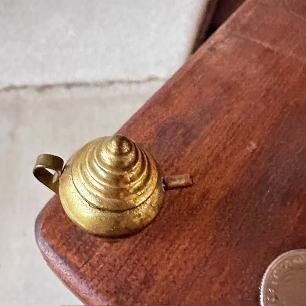 Vintage 1960s Miniature Brass Teapot Cofee Pot with Cone Lid‎ 1.25